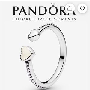 Pandora Beaded Open Hearts Ring (size 7.5)